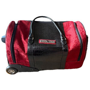 Brighton Travel Weekender Roller Bag Suitcase Leather Nylon Croc Embossed